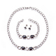 Puces d'oreille en 304 acier inoxydable & colliers avec pendant & kits de bijoux bracelets avec lien SJEW-L135-01A-1
