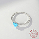 Light Sky Blue Synthetic Opal Heart Finger Ring FM4105-2-4