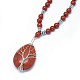 Natural Red Jasper Pendant Necklaces NJEW-P241-C02-2