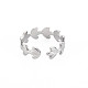 304 anillo de puño abierto de flor de acero inoxidable para mujer RJEW-S405-197P-2