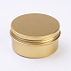 丸いアルミ缶  アルミジャー  化粧品の貯蔵容器  ろうそく  キャンディー  ねじ蓋付き  ゴールドカラー  7.1x3.5cm  容量：80ミリリットル CON-WH0010-02G-80ml-1