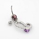 Heart 316L Stainless Steel Belly Rings AJEW-P003-19-3