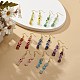 7Pcs 7 Style Natural Mixed Gemstone Chips & Resin Evil Eye Beaded Dangle Earrings EJEW-JE05117-2