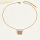 Collana con pendente a farfalla in plastica con catene in acciaio inossidabile dorato XQ2799-2-2