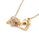 Collier pendentif coeur et conque avec chaîne forçat pour femme NJEW-JN03796-4