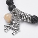 Braccialetti con ciondoli in perle di roccia lavica naturale BJEW-O161-01-2