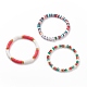 3 pièces 3 bracelets extensibles en argile polymère de style surfeur heishi sertis de mots jolly perles acryliques BJEW-TA00129-4