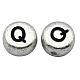 Perline con lettere a foro orizzontale in acrilico placcato color argento MACR-PB43C9070-Q-1