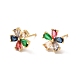 Colorful Rhinestone Flower Stud Earrings EJEW-M209-01G-1