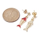 Fishbone Alloy Enamel Stud Earrings EJEW-JE05533-3