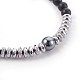 Bracelets extensibles en perles d'agate noire naturelle (teintes) BJEW-JB04011-2