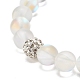 Bracelet extensible perlé rond en pierre de lune synthétique avec strass BJEW-JB07888-01-4