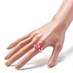 透明アクリルビーズリング  透明なガラスの丸いシードビーズと銅線  花  濃いピンク  usサイズ7 3/4(17.9mm) X1-RJEW-TA00006-03-3