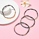 Ensemble de bracelets extensibles en perles de laiton et pierres précieuses naturelles mélangées BJEW-TA00340-5