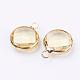 Golden Tone Brass Glass Flat Round Charms GLAA-M003-A-14G-2