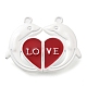 スプレー塗装合金エナメルマグネットクラスプ  愛の心を持つイルカ  ホワイト  ファイヤーブリック  26x32.5x6.5mm  穴：1.8mm PALLOY-Q461-05-1