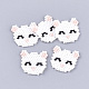 手作り子猫日本のシードビーズ  織機模様  猫の頭  ホワイト  18.5~19x20x2mm SEED-T002-37A-1