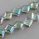 Plaqué moitié transparent à facettes perles de verre brins EGLA-S088-08-1