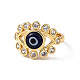 Lampwork Evil Eye Open Cuff Ring with Clear Cubic Zirconia RJEW-L104-03G-3