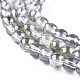 Plaqué plein arc-en-ronde galvaniques perles de verre brins EGLA-I002-4mm-01-3