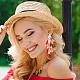 ANATTASOUL 2 Pairs 2 Colors Polyester Tassel with Pompom Chandelier Earrings EJEW-AN0001-75-6