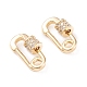 Brass Micro Pave Clear Cubic Zirconia Screw Carabiner Lock Charms KK-F814-37G-1