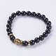 Natural Black Agate Beads Stretch Bracelets BJEW-E325-D30-1