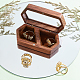 結婚式用の手作り木製リングボックス  2 スロット木製リングベアラー枕ボックス 2 リング用  プロポーズ、婚約、結婚記念日、誕生日ギフト用の素朴なヴィンテージリングホルダーボックス  ブラウン CON-WH0087-42B-5