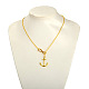 Regalos de san valentín personalizados collares de lazo colgante de ancla de aleación de dama NJEW-PJN863-2