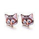 Boucles d'oreilles chaton en alliage plaqué or véritable 14k EJEW-G148-01G-01-1