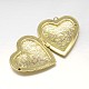 Sculptés coeur crémaillère placage de laiton photo médaillon pendentifs KK-N0096-18G-LF-2