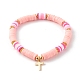Ensembles de bracelets extensibles de perles heishi en argile polymère pour la saint valentin BJEW-JB06298-03-2
