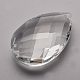 透明なガラスビッグペンダント  多面カット  ティアドロップ  透明  62.5x42x18mm  穴：2mm GLAA-R201-05-2