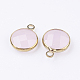 Golden Tone Brass Glass Flat Round Charms GLAA-M003-D-13G-2
