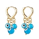 Evil Eye Lampwork Round Beads Dangle Hoop Earrings EJEW-JE04826-04-1