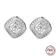 Rhodium Plated 925 Sterling Silver Stud Earring Findings STER-M115-18P-1