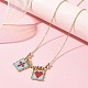 Rectangle avec croix et coeur collier pendentif en perles de rocaille de verre NJEW-MZ00015-02-5
