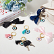 OLYCRAFT 12 Pcs 6 Style Evil Eye Keychain with Cross Enamel Evil Eye Keyring with Tassels Brass Tiny Cross Pendant with Bowknot Protection Charms for Jewelry Craft Decoration - Black&Blue&Pink KEYC-AB00004-4