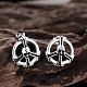 Peace Sign with Skull 316L Stainless Steel Stud Earrings EJEW-BB01996-3