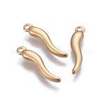 304 Stainless Steel Pendants, Horn of Plenty/Italian Horn Cornicello Charms, Golden, 18.5x4x2mm, Hole: 1.2~1.4mm