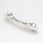 Iron Hair Barrette Findings, French Hair Clip Findings, Platinum, 97x10x3mm, Hole: 3mm