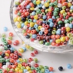 Abalorios de la semilla de cristal, colores opacos Abrillantado, redondo, color mezclado, 3mm, agujero: 1 mm, aproximamente 10000 unidades / libra