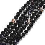 Cuentas de ágata rayada natural redonda / cuentas de ágata con bandas, negro, 8mm, agujero: 1 mm, aproximamente 48 pcs / cadena, 15.2 pulgada