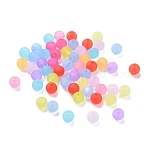 Perles de boule en acrylique transparente, style mat, ronde, couleur mixte, 6mm, Trou: 1mm, environ 4200 pcs/500 g