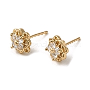 Серьга-гвоздик из латуни с кубическим цирконием EJEW-L271-29KCG