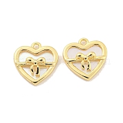 Сердце из ракушек из латуни с подвесками в виде бантика KK-Z044-03G