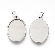 201 Stainless Steel Pendant Cabochon Settings STAS-S073-10P
