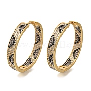 Серьги-кольца из латуни с микропаве из кубического циркония EJEW-H016-19G