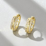 Латунные серьги-кольца из прозрачного кубического циркония EJEW-D311-079G