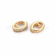 Brass Micro Pave Clear Cubic Zirconia Link Connectors KK-S356-448-NF